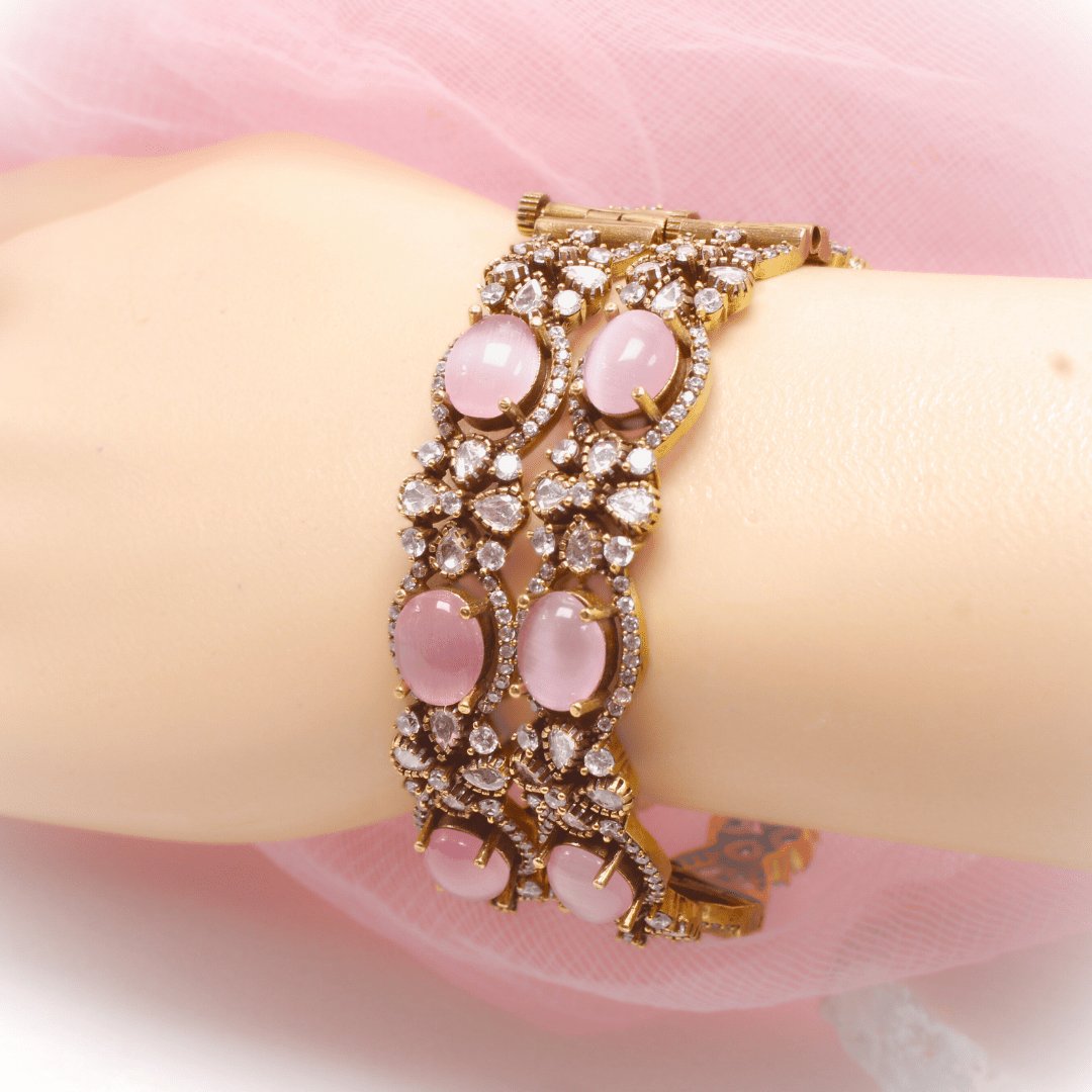 KIRAT ANTIQUE MOISSANITE KADA - (SET OF 2)- PINK