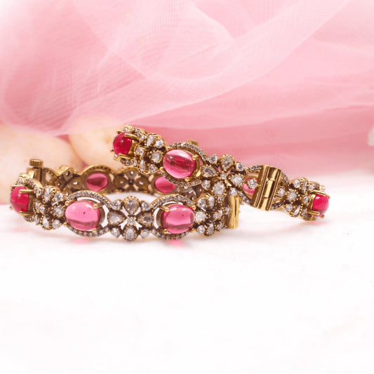 KIRAT ANTIQUE MOISSANITE KADA - (SET OF 2)- RED