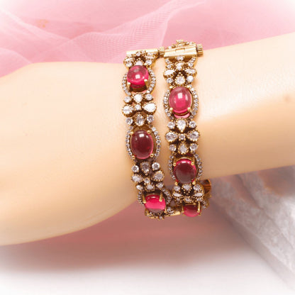 KIRAT ANTIQUE MOISSANITE KADA - (SET OF 2)- RED