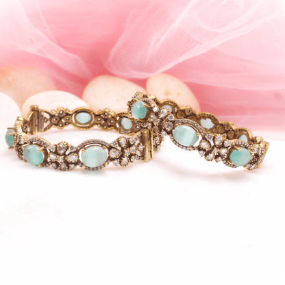 KIRAT ANTIQUE MOISSANITE KADA - (SET OF 2)- TURQUOISE