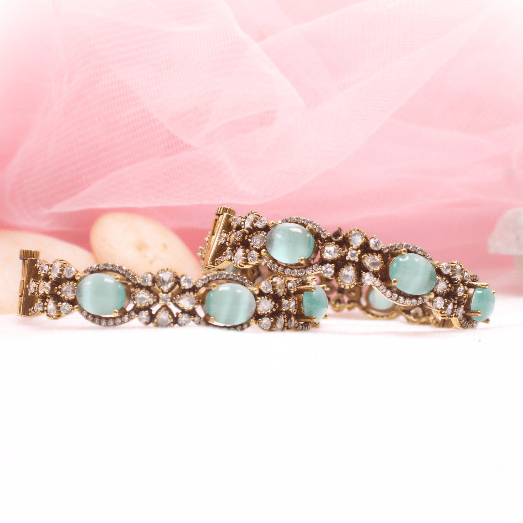 KIRAT ANTIQUE MOISSANITE KADA - (SET OF 2)- TURQUOISE