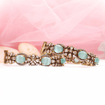 KIRAT ANTIQUE MOISSANITE KADA - (SET OF 2)- TURQUOISE