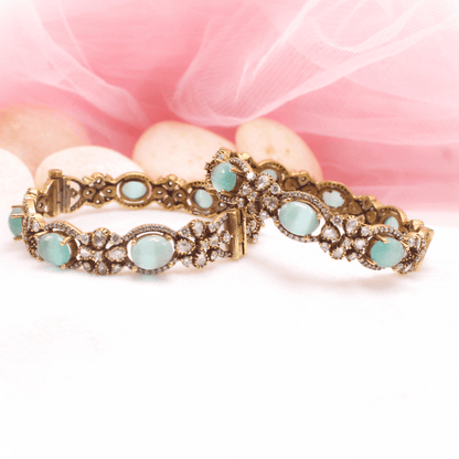 KIRAT ANTIQUE MOISSANITE KADA - (SET OF 2) - TURQUOISE