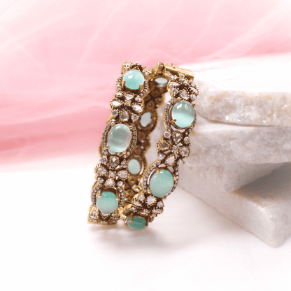 KIRAT ANTIQUE MOISSANITE KADA - (SET OF 2) - TURQUOISE