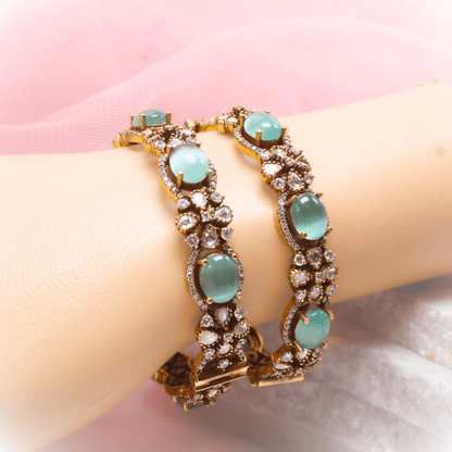KIRAT ANTIQUE MOISSANITE KADA - (SET OF 2) - TURQUOISE