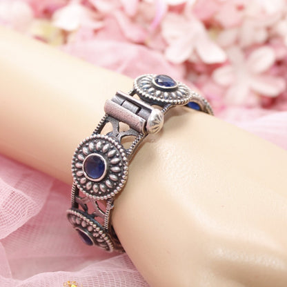 KISHA-OXIDISED SILVER LOOK ALIKE KADA-BLUE