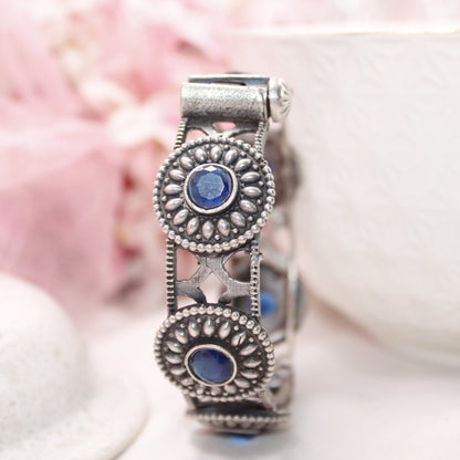 KISHA-OXIDISED SILVER LOOK ALIKE KADA-BLUE
