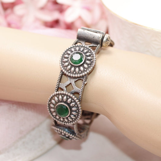 KISHA-OXIDISED SILVER LOOK ALIKE KADA-GREEN