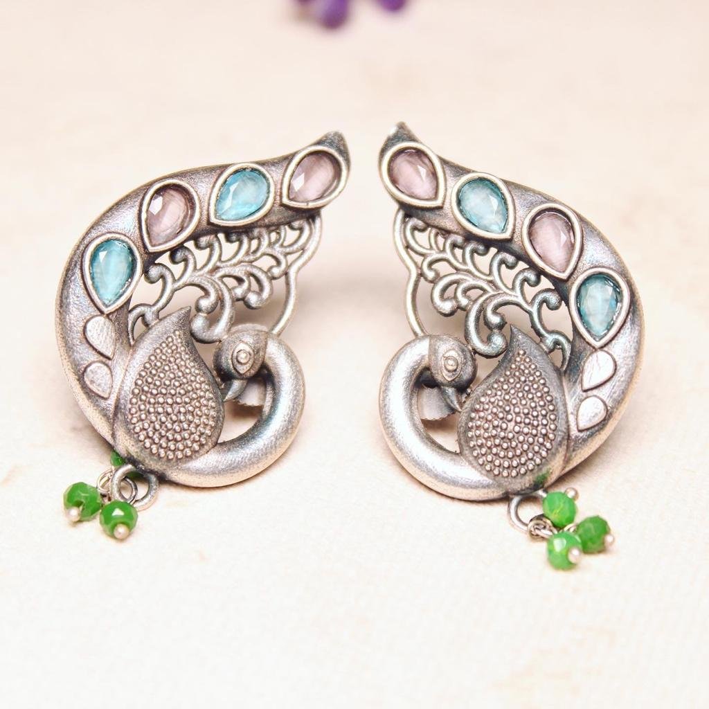 KOHINOOR KANTHI SET-PEACOCK EARRINGS