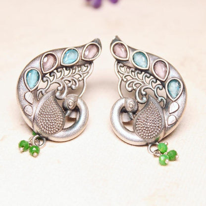 KOHINOOR KANTHI SET-PEACOCK EARRINGS