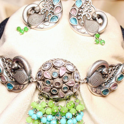 KOHINOOR KANTHI SET-PEACOCK EARRINGS