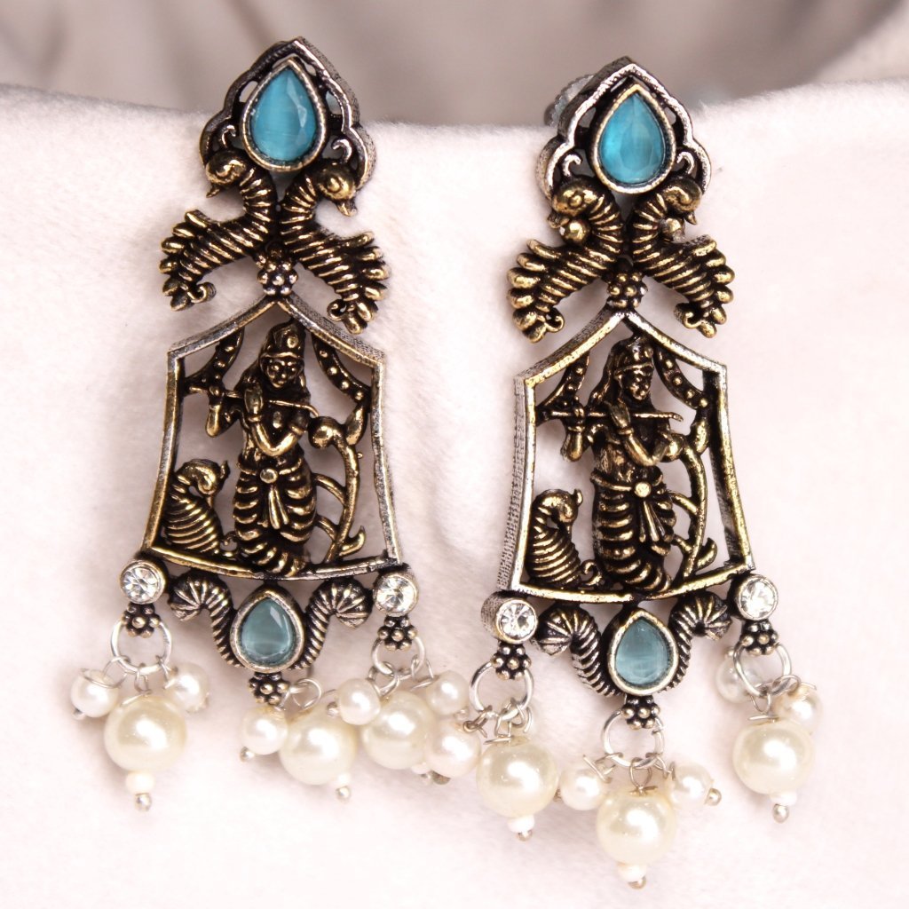 KRISHNA DUAL TONE JHUMKA-SKY BLUE