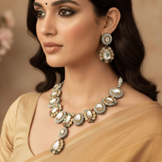 KUNDAN MULTI STONE NECKLACE SET