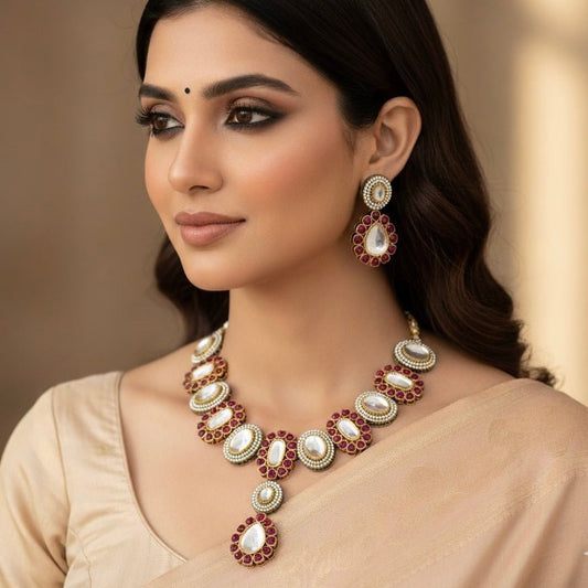 KUNDAN MULTI STONE NECKLACE SET