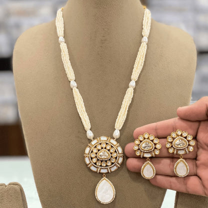 Kundan & Pearl Gold Plated Necklace Set