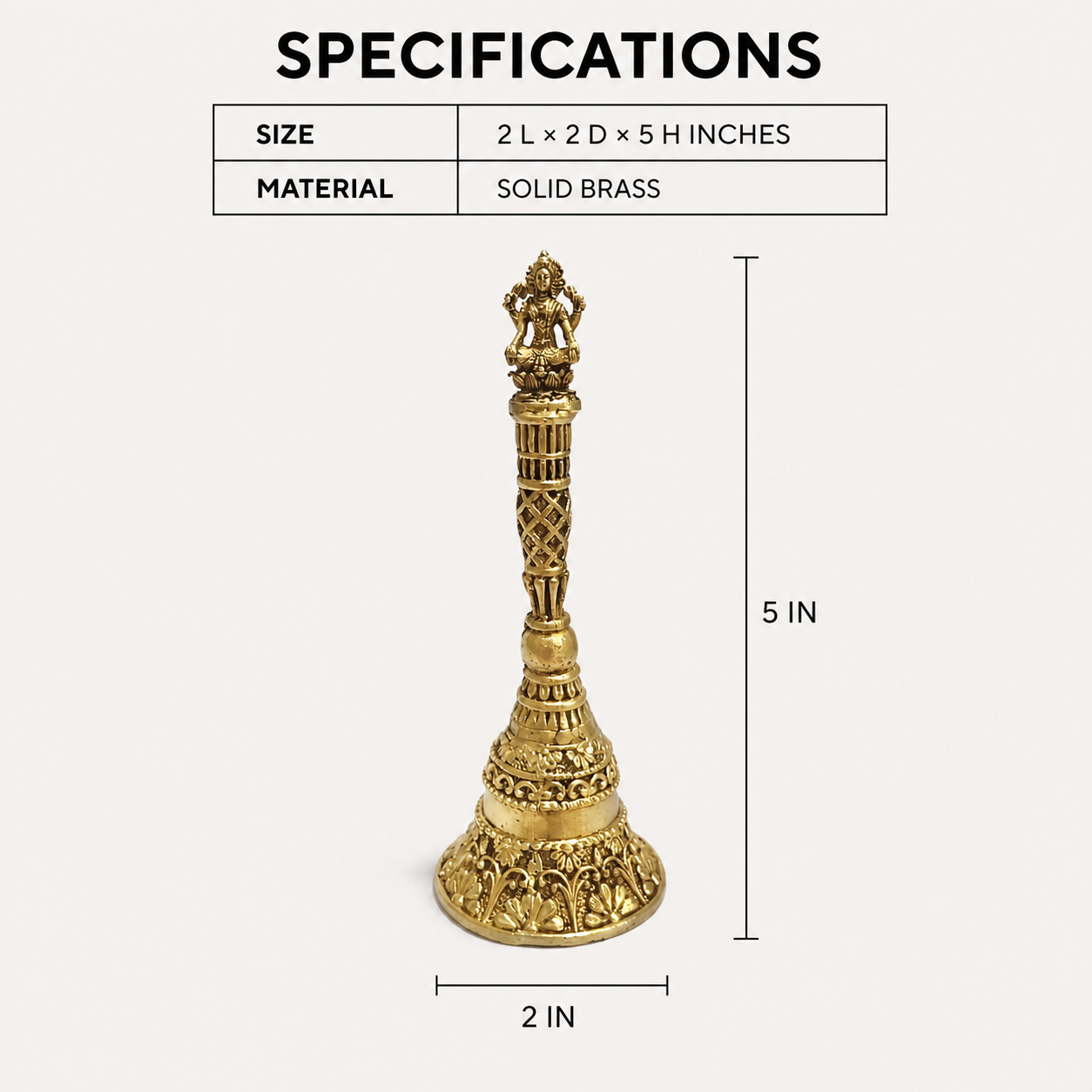 lakshmi finial pooja bell specifications and dimensions