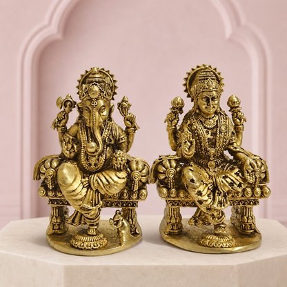 lakshmi ganesha throne pair polished premium product image