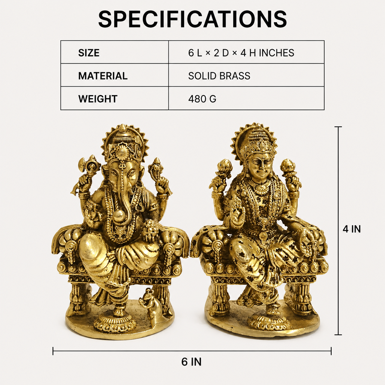 lakshmi ganesha throne pair polished specifications and dimensions