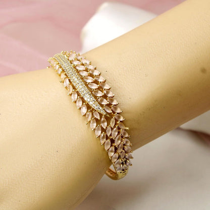 LEAF DESIGN PINK STONE KADA
