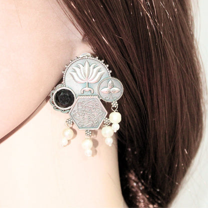 LOTUS FUSION EARRINGS-BLACK