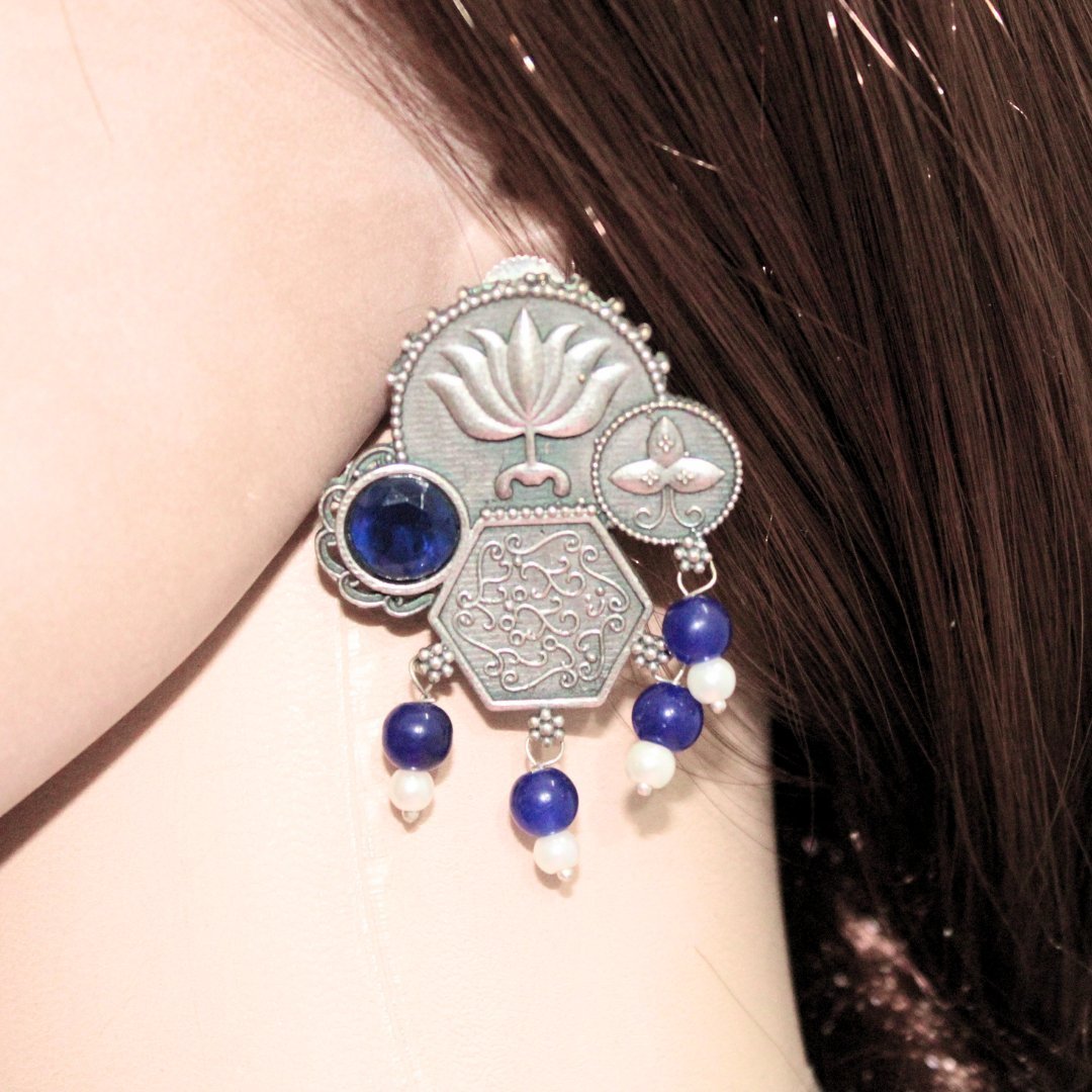 LOTUS FUSION EARRINGS-BLUE