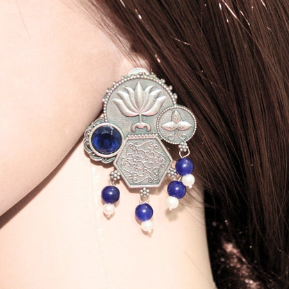 LOTUS FUSION EARRINGS-BLUE