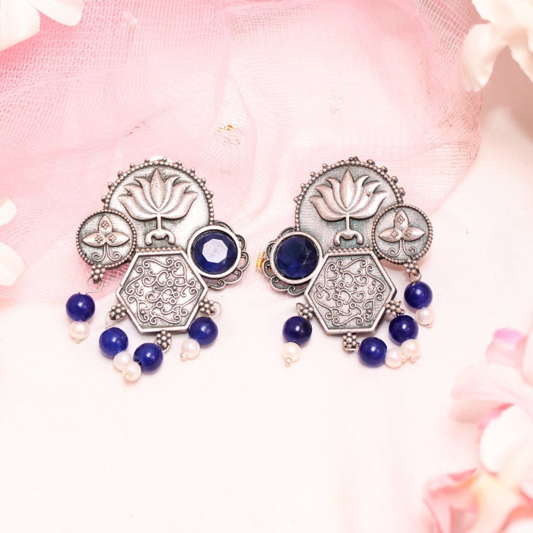 LOTUS FUSION EARRINGS-BLUE