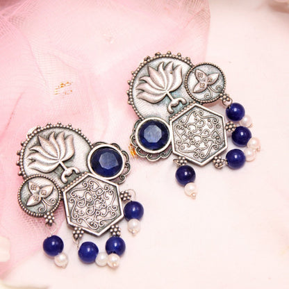 LOTUS FUSION EARRINGS-BLUE