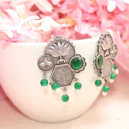 LOTUS FUSION EARRINGS-GREEN