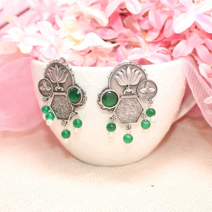 LOTUS FUSION EARRINGS-GREEN