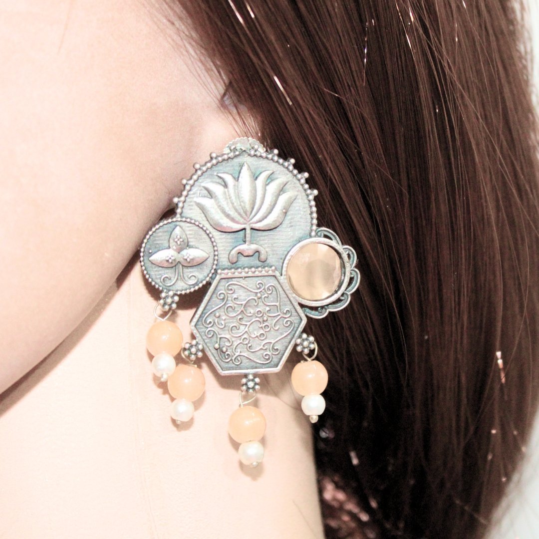 LOTUS FUSION EARRINGS-ORANGE
