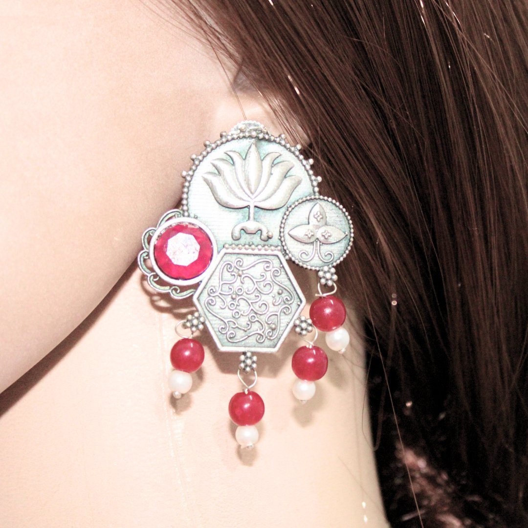 LOTUS FUSION EARRINGS-RED