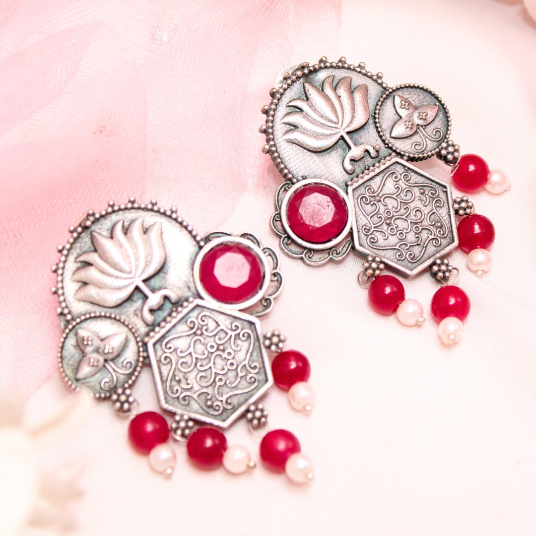 LOTUS FUSION EARRINGS - RED