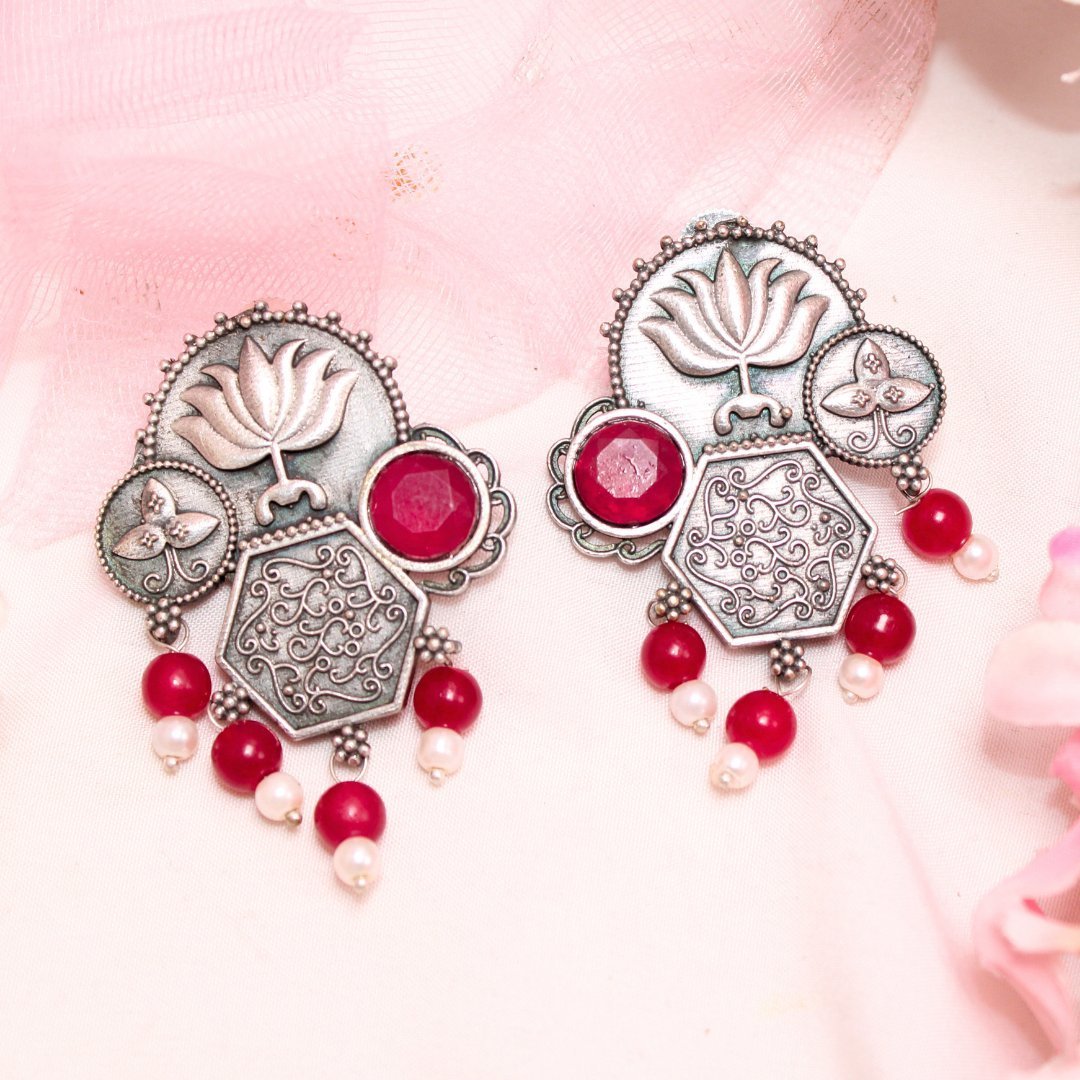 LOTUS FUSION EARRINGS-RED