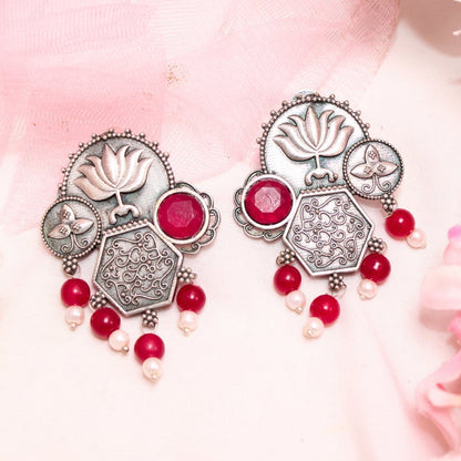 LOTUS FUSION EARRINGS-RED