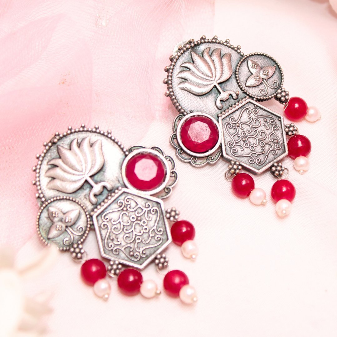 LOTUS FUSION EARRINGS-RED