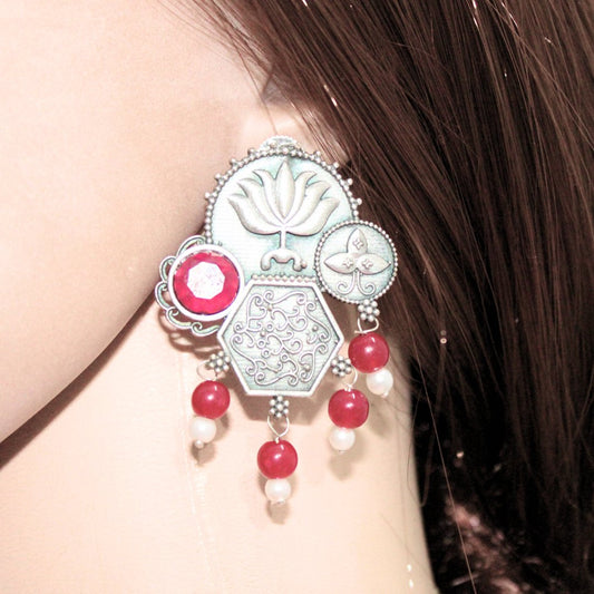 LOTUS FUSION EARRINGS - RED