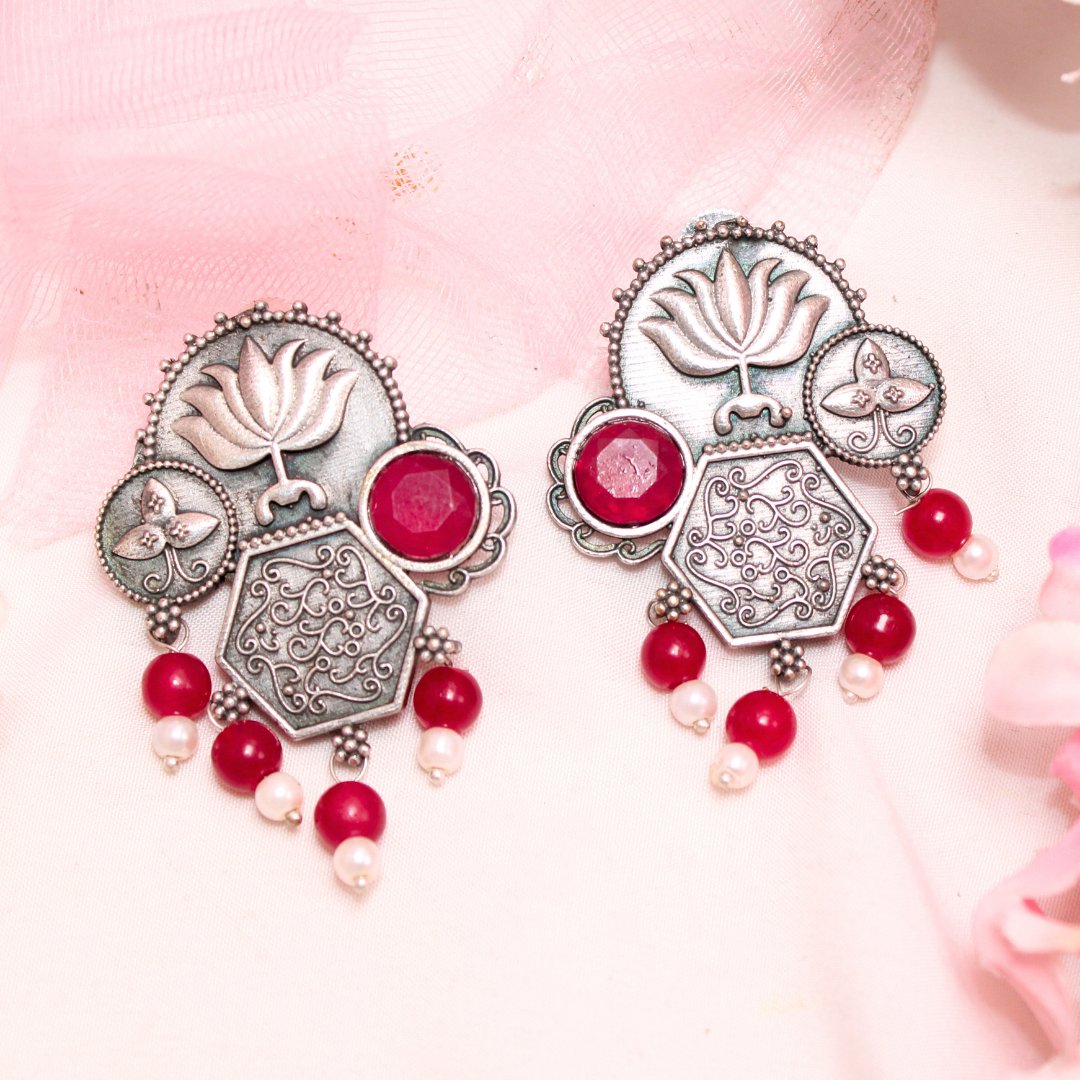 LOTUS FUSION EARRINGS - RED