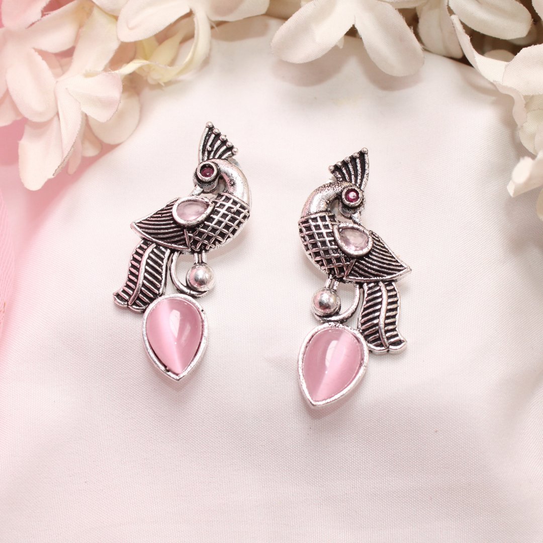 MAYUR MOH STUD - PINK