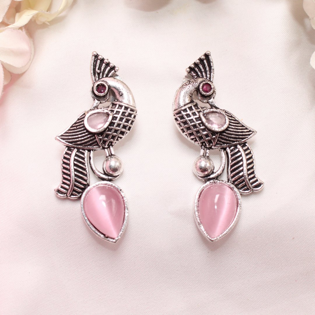 MAYUR MOH STUD - PINK
