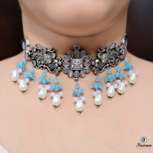 MAYURA NECKLACE SET- SKY BLUE