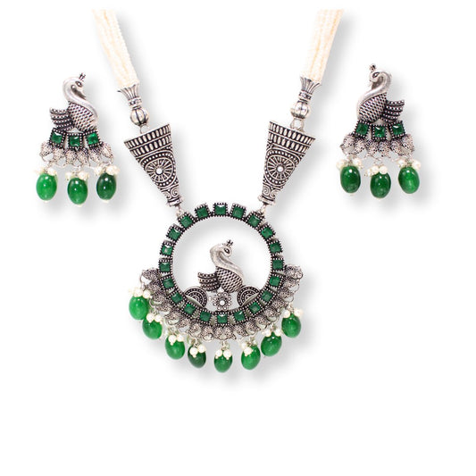 MAYURA PENDANT SET - GREEN