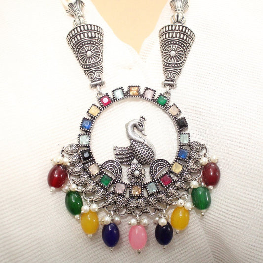 MAYURA PENDANT SET-MULTI COLOUR