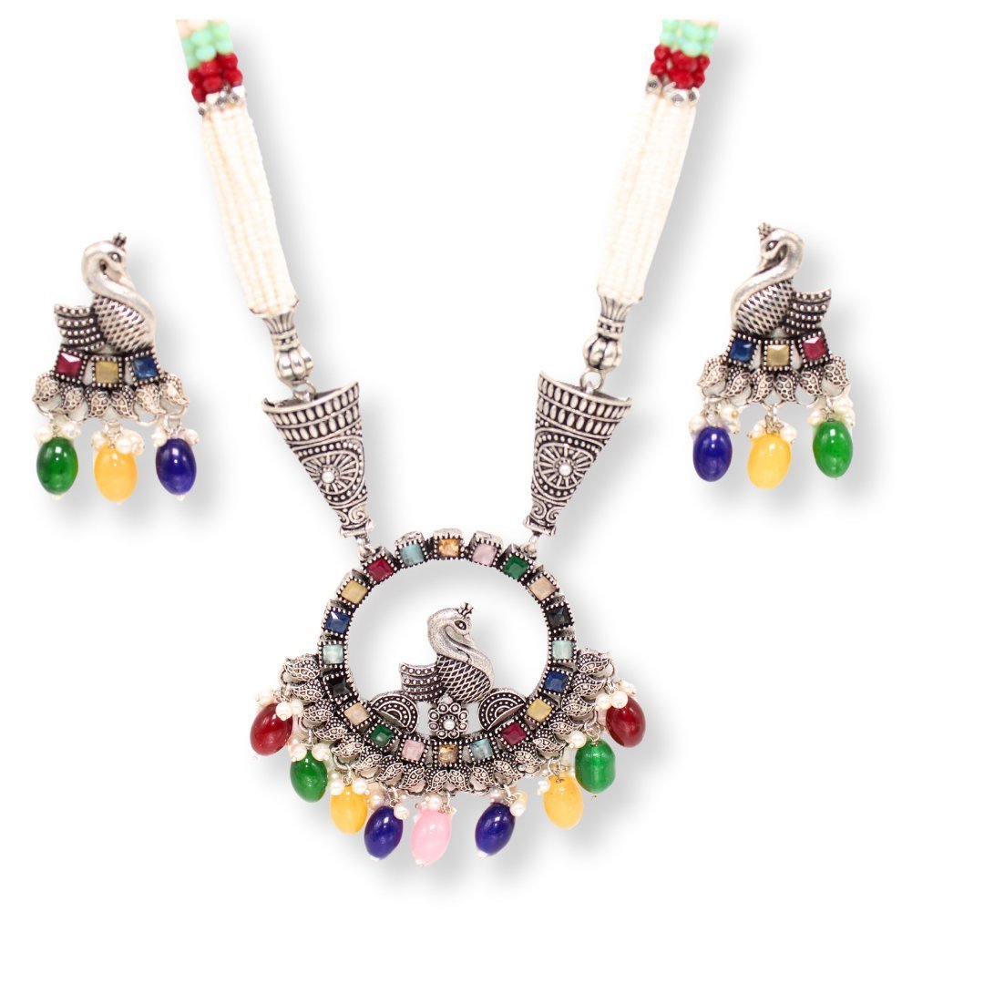 MAYURA PENDANT SET-MULTI COLOUR