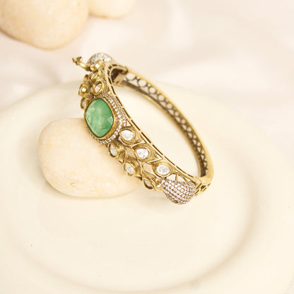 Mint Green Polki Elephant Motif Kada – product view 2