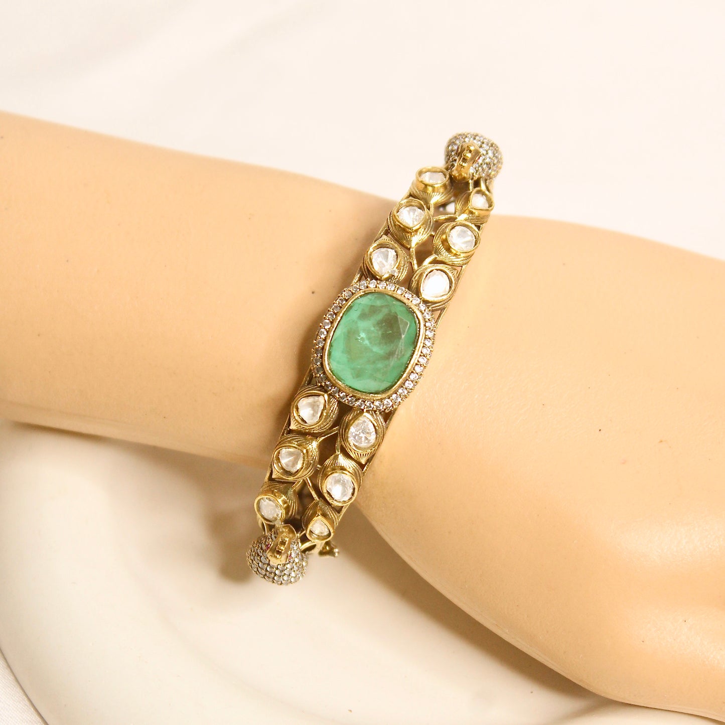 Mint Green Polki Elephant Motif Kada – product view 5
