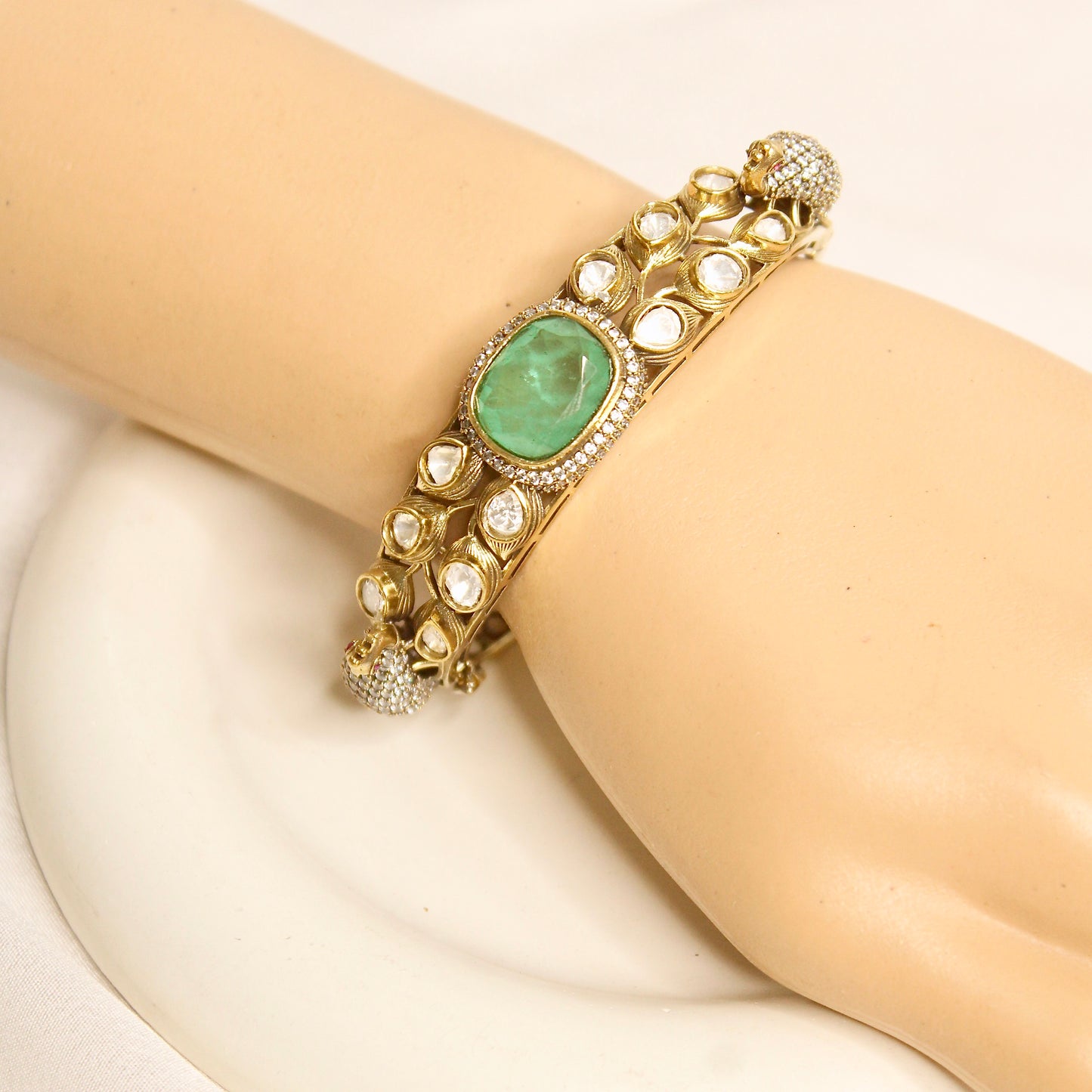 Mint Green Polki Elephant Motif Kada – product view 6
