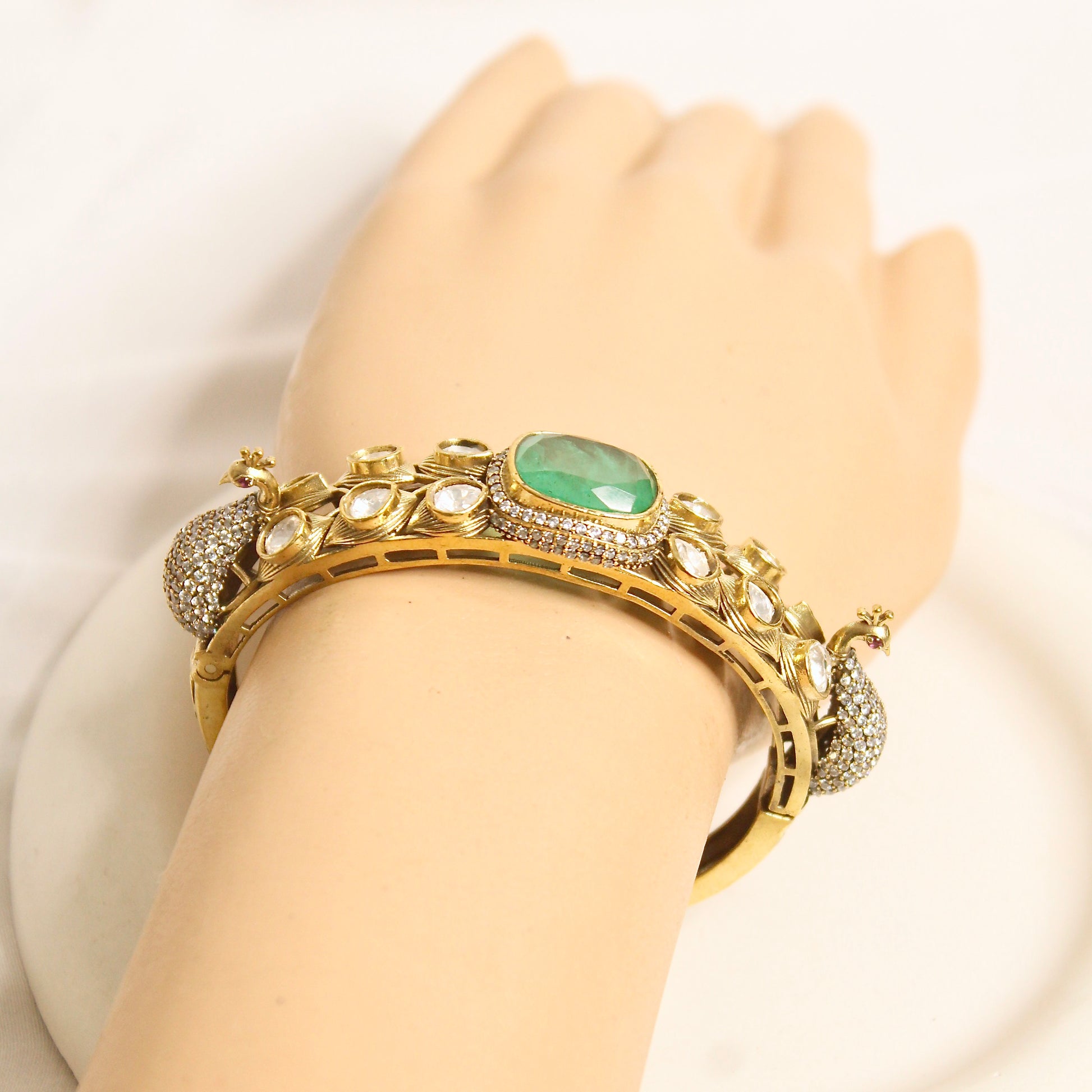 Mint Green Polki Elephant Motif Kada – product view 7