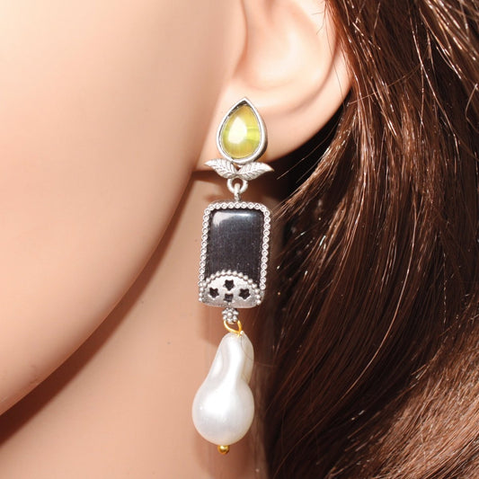 MONALISA STONE DANGLER - BLACK & YELLOW