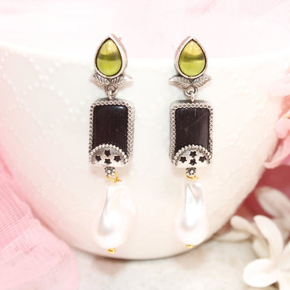 MONALISA STONE DANGLER-BLACK & YELLOW